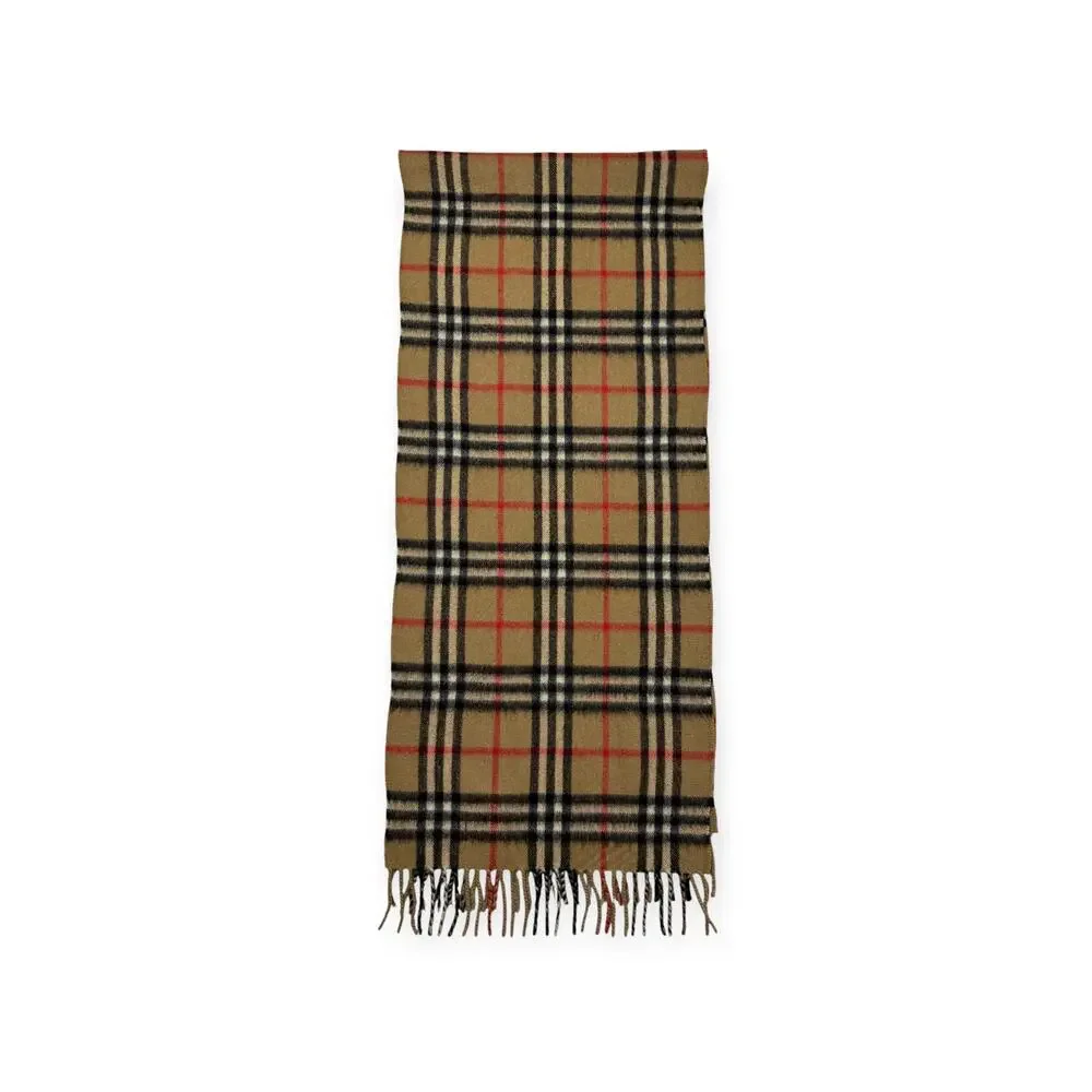 🔴 Vintage Burberrys Scarf Nova Check 100% Cashmere Camel
